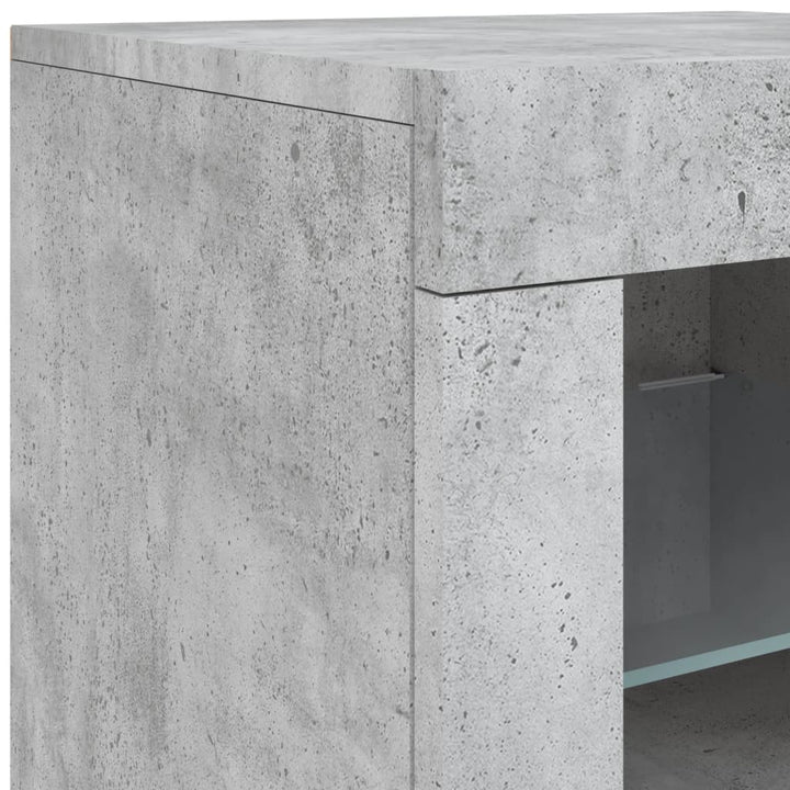 skænk med LED-lys 163x37x67 cm betongrå