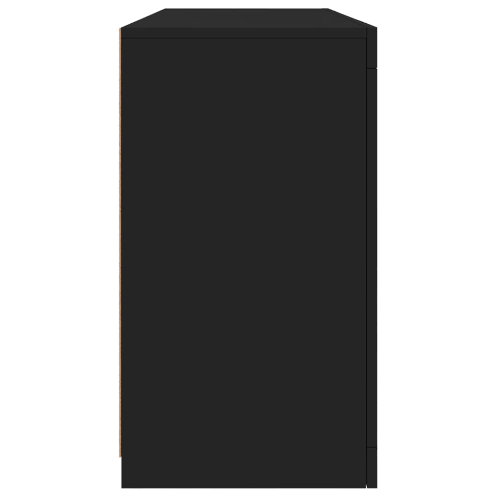 skænk med LED-lys 142,5x37x67 cm sort