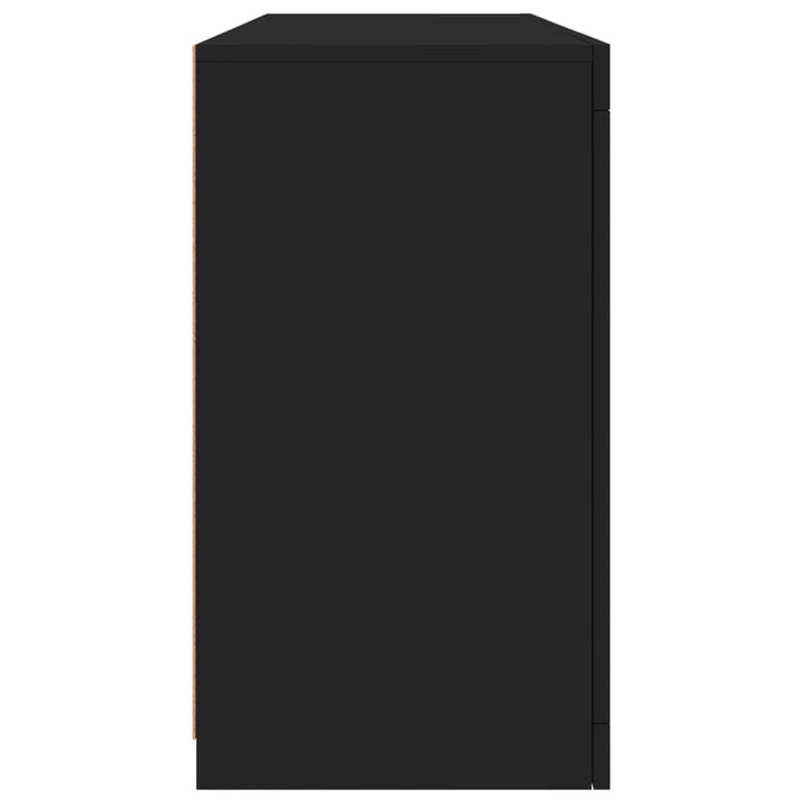 skænk med LED-lys 142,5x37x67 cm sort