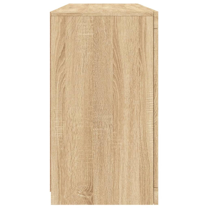 skænk med LED-lys 142,5x37x67 cm sonoma-eg