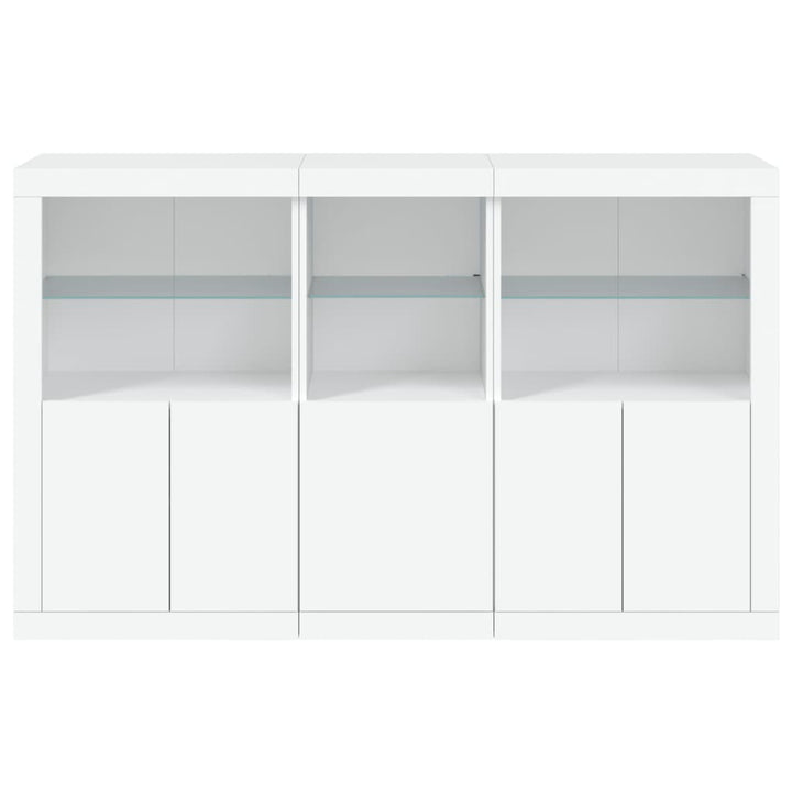 skænk med LED-lys 162x37x100 cm hvid