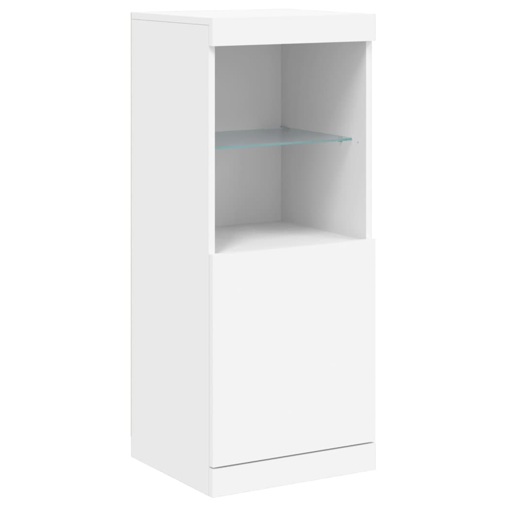 skænk med LED-lys 162x37x100 cm hvid