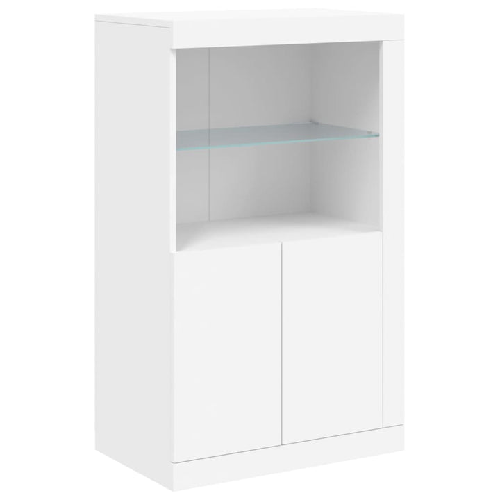 skænk med LED-lys 162x37x100 cm hvid