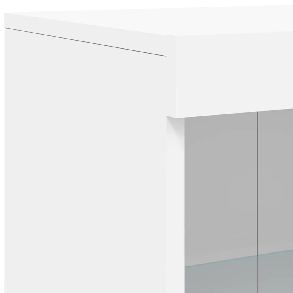 skænk med LED-lys 162x37x100 cm hvid
