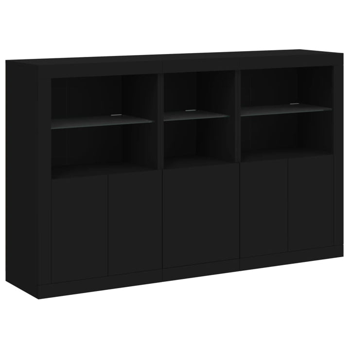 skænk med LED-lys 162x37x100 cm sort