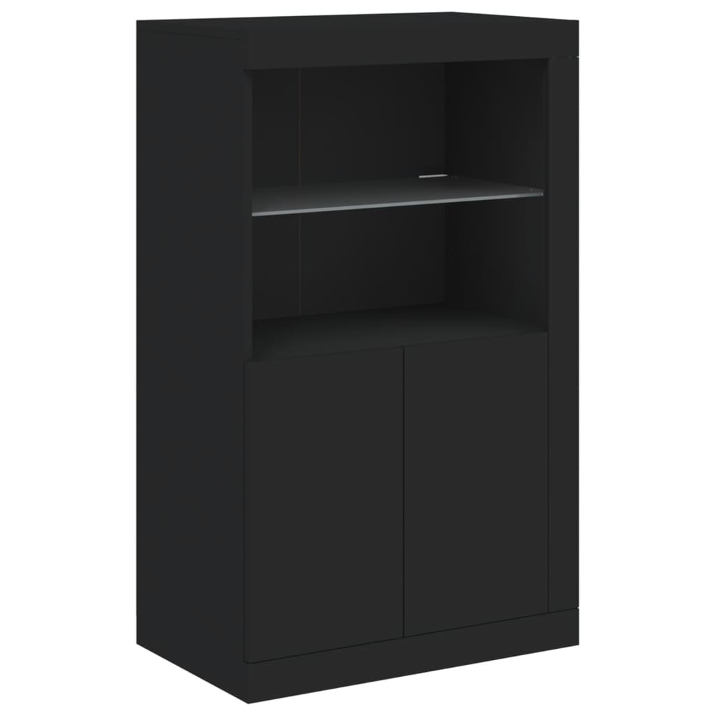skænk med LED-lys 162x37x100 cm sort