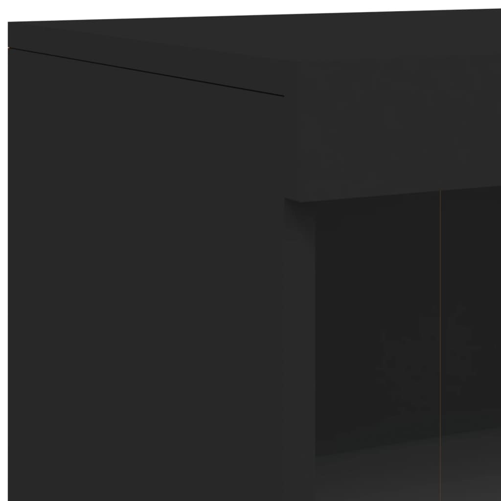 skænk med LED-lys 162x37x100 cm sort