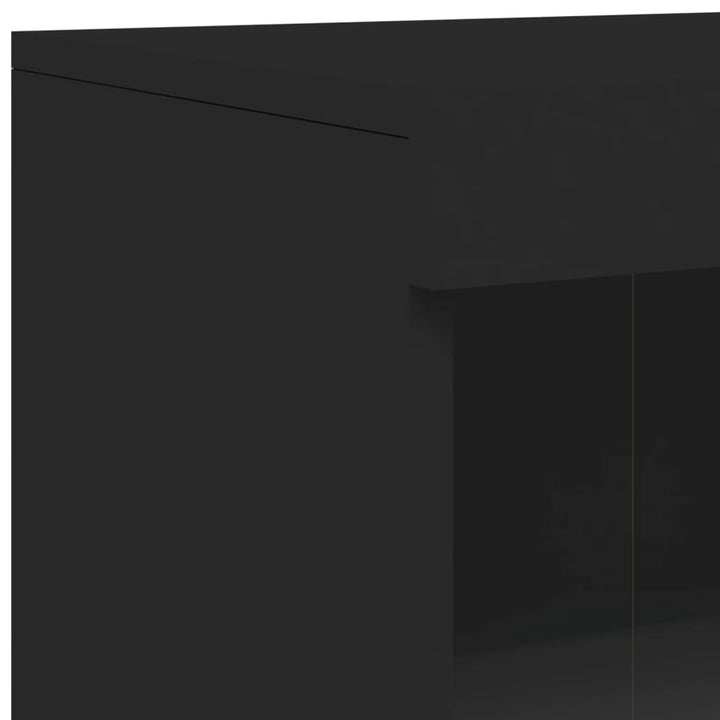 skænk med LED-lys 162x37x100 cm sort