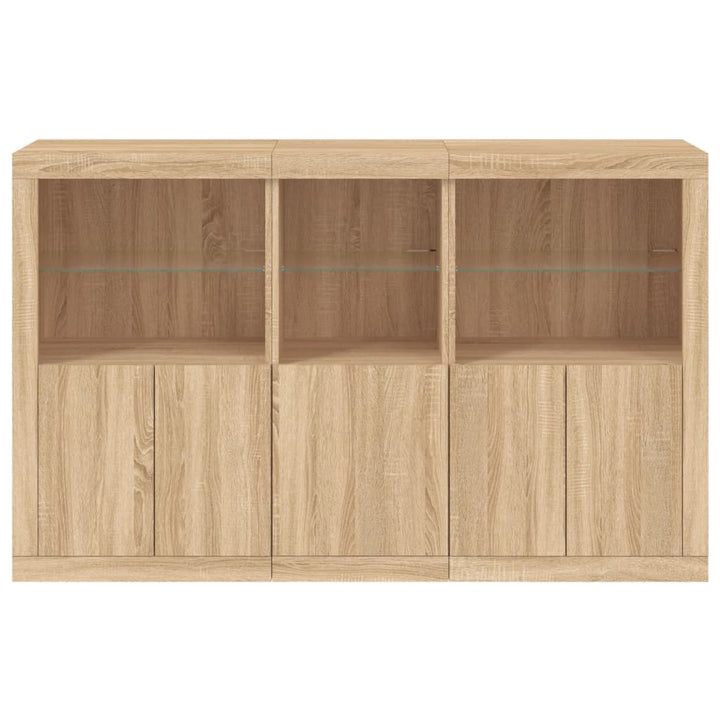skænk med LED-lys 162x37x100 cm sonoma-eg