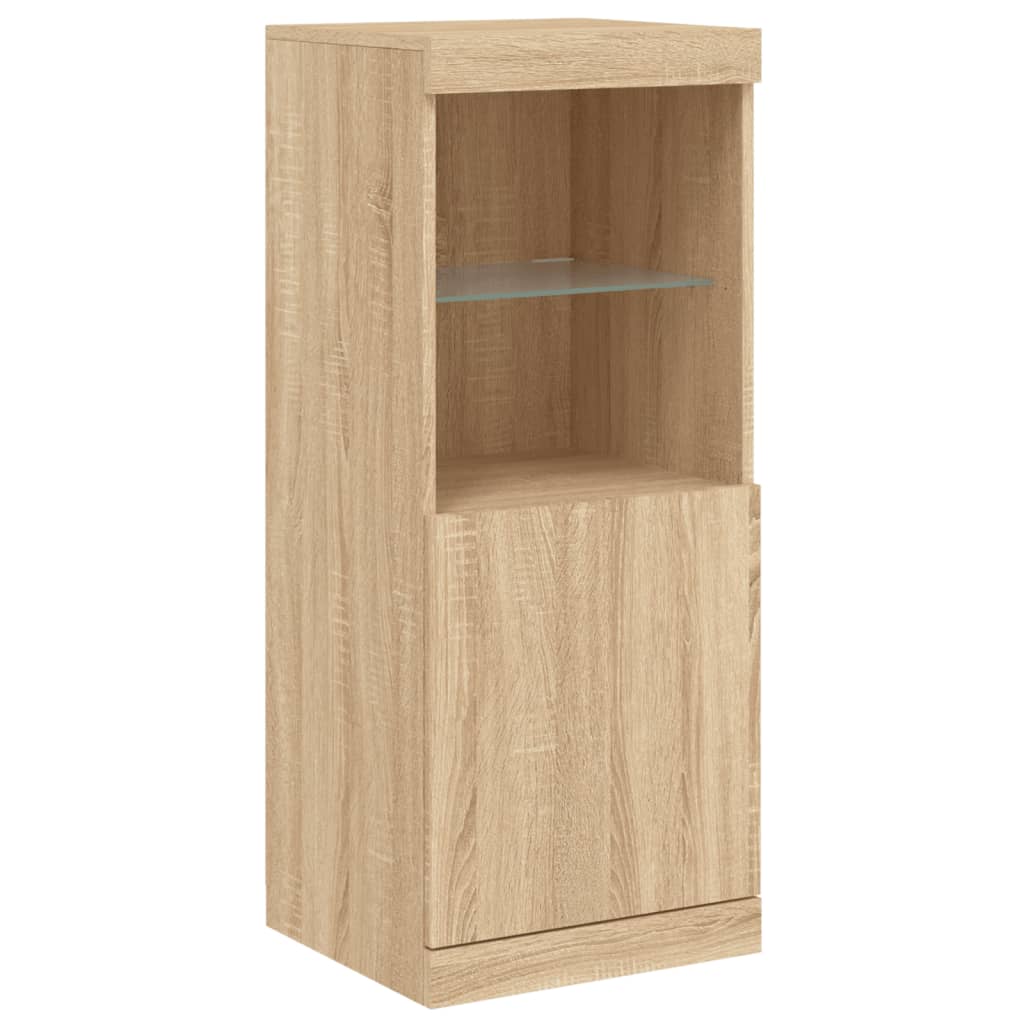 skænk med LED-lys 162x37x100 cm sonoma-eg