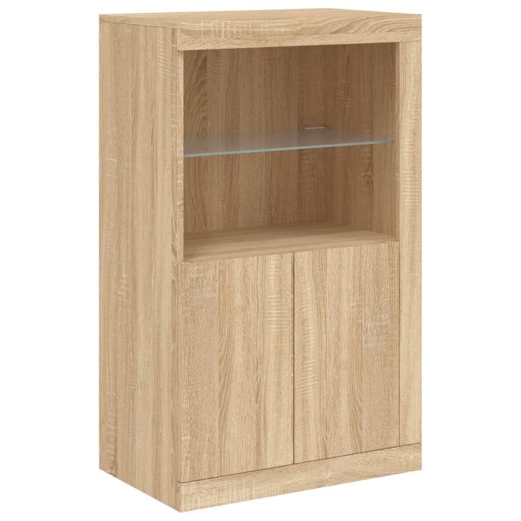 skænk med LED-lys 162x37x100 cm sonoma-eg