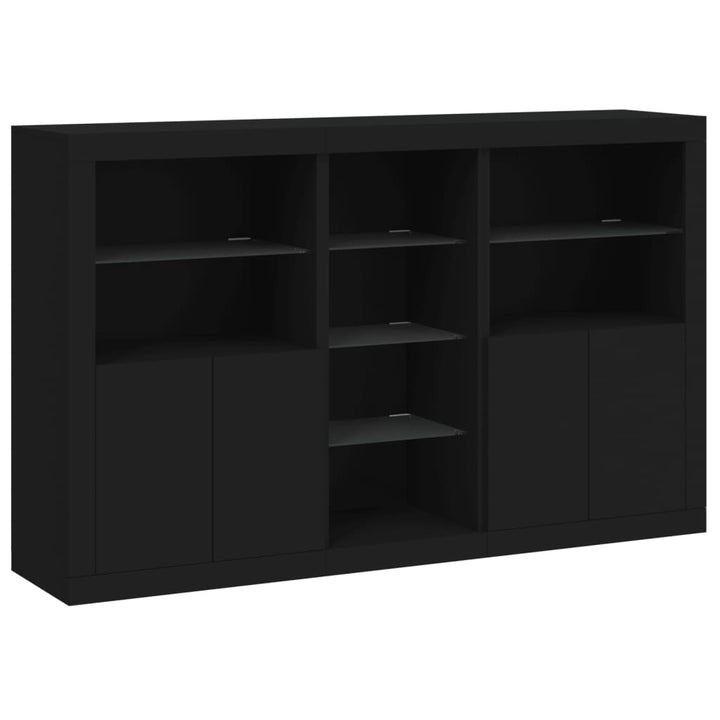 skænk med LED-lys 162x37x100 cm sort