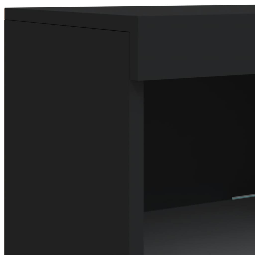 skænk med LED-lys 162x37x100 cm sort
