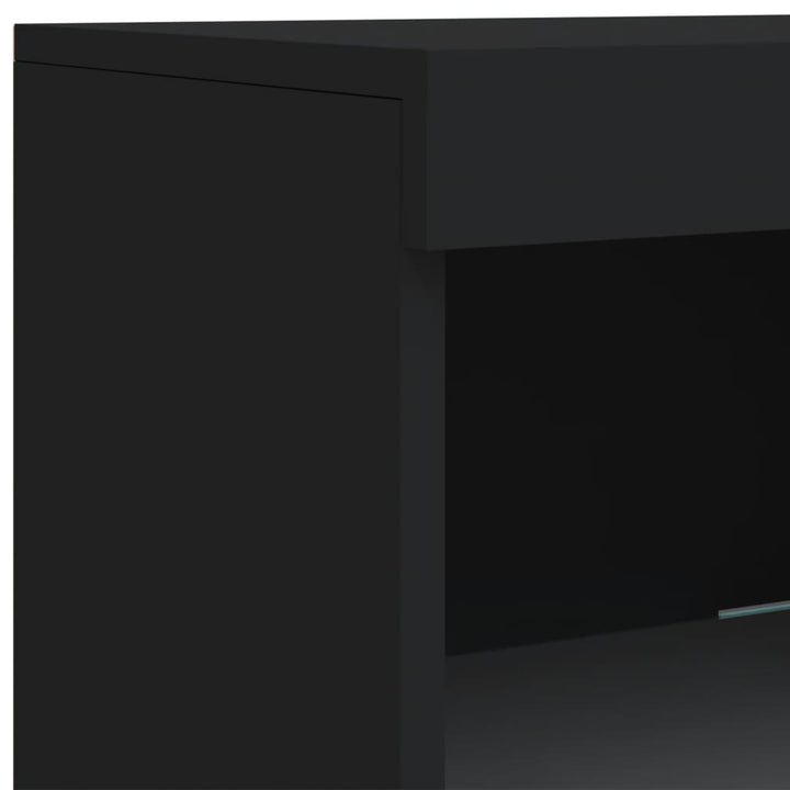 skænk med LED-lys 162x37x100 cm sort