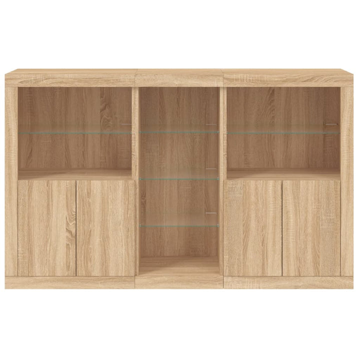 skænk med LED-lys 162x37x100 cm sonoma-eg