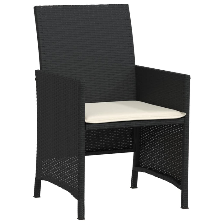 bistrosæt til haven 3 dele med hynder polyrattan sort