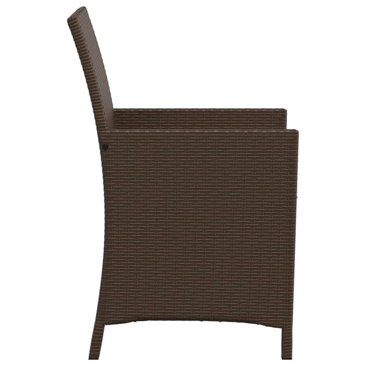 bistrosæt til haven 3 dele med hynder polyrattan brun