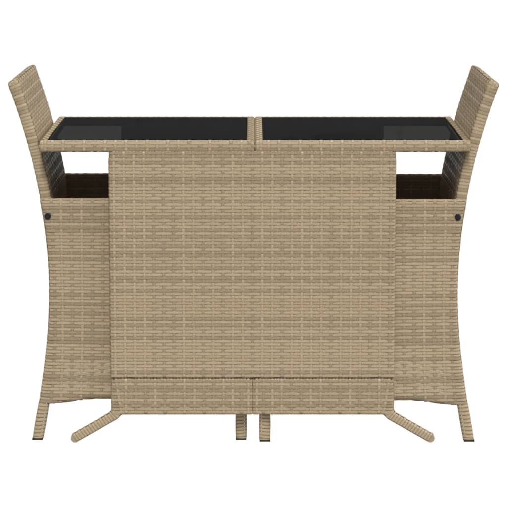 bistrosæt til haven 3 dele med hynder polyrattan beige