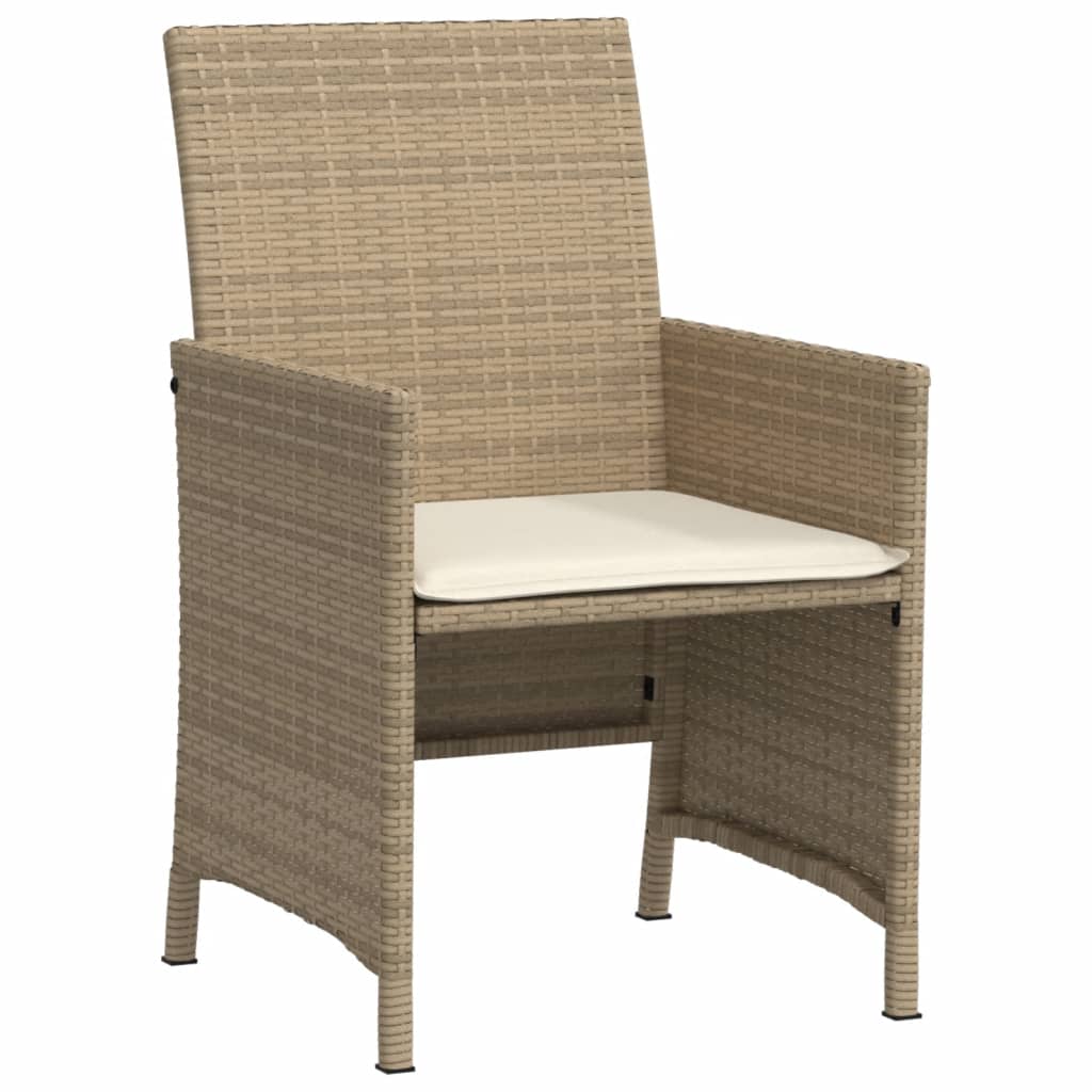 bistrosæt til haven 3 dele med hynder polyrattan beige