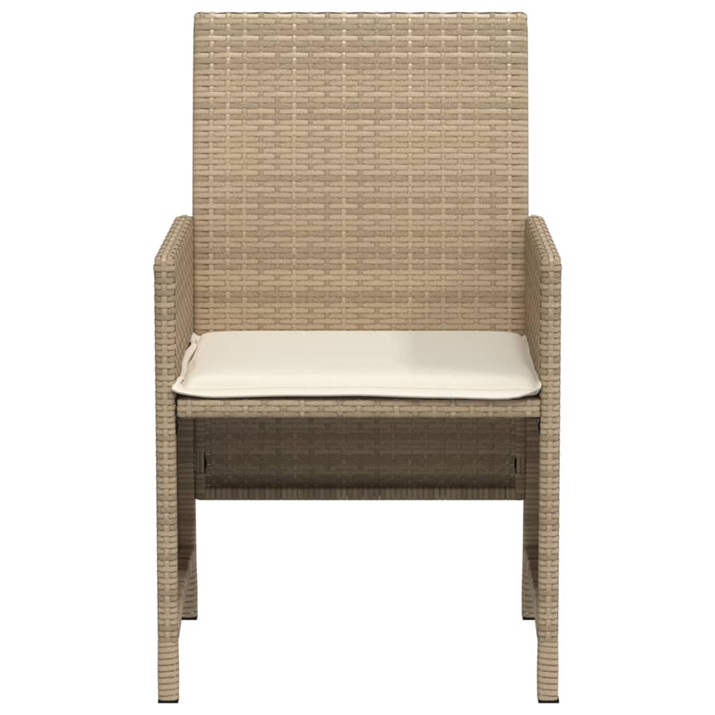 bistrosæt til haven 3 dele med hynder polyrattan beige
