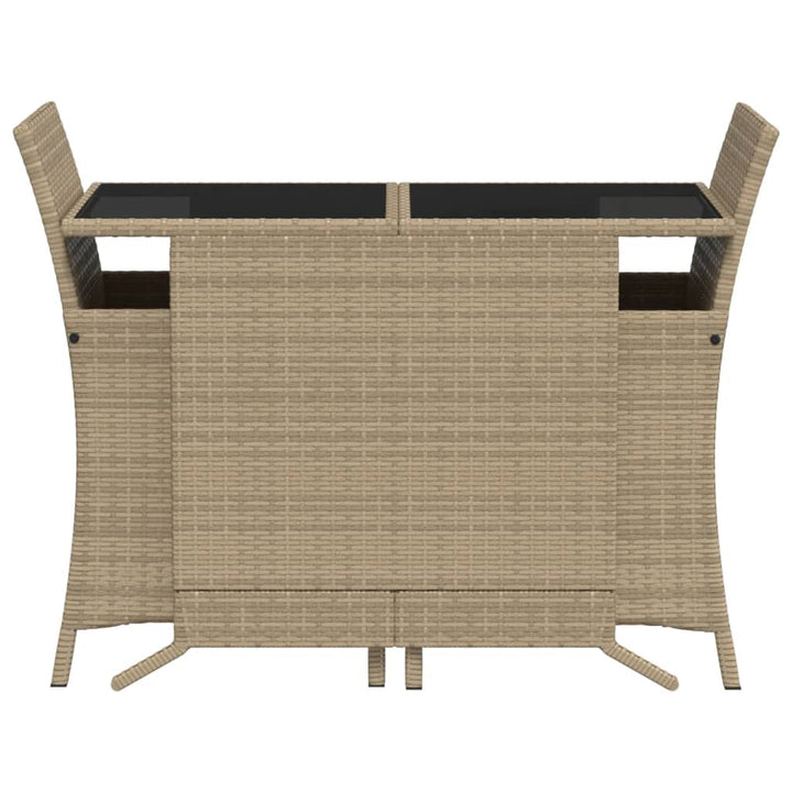 bistrosæt til haven 3 dele med hynder polyrattan blandet beige