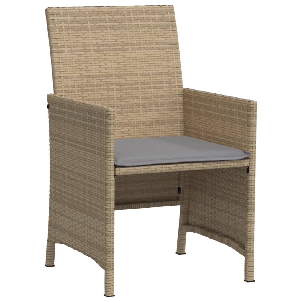 bistrosæt til haven 3 dele med hynder polyrattan blandet beige