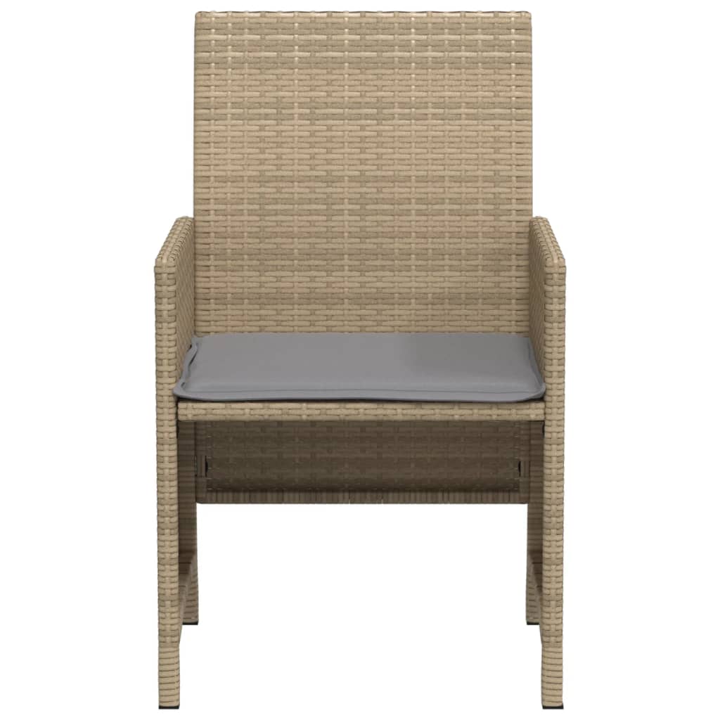 bistrosæt til haven 3 dele med hynder polyrattan blandet beige