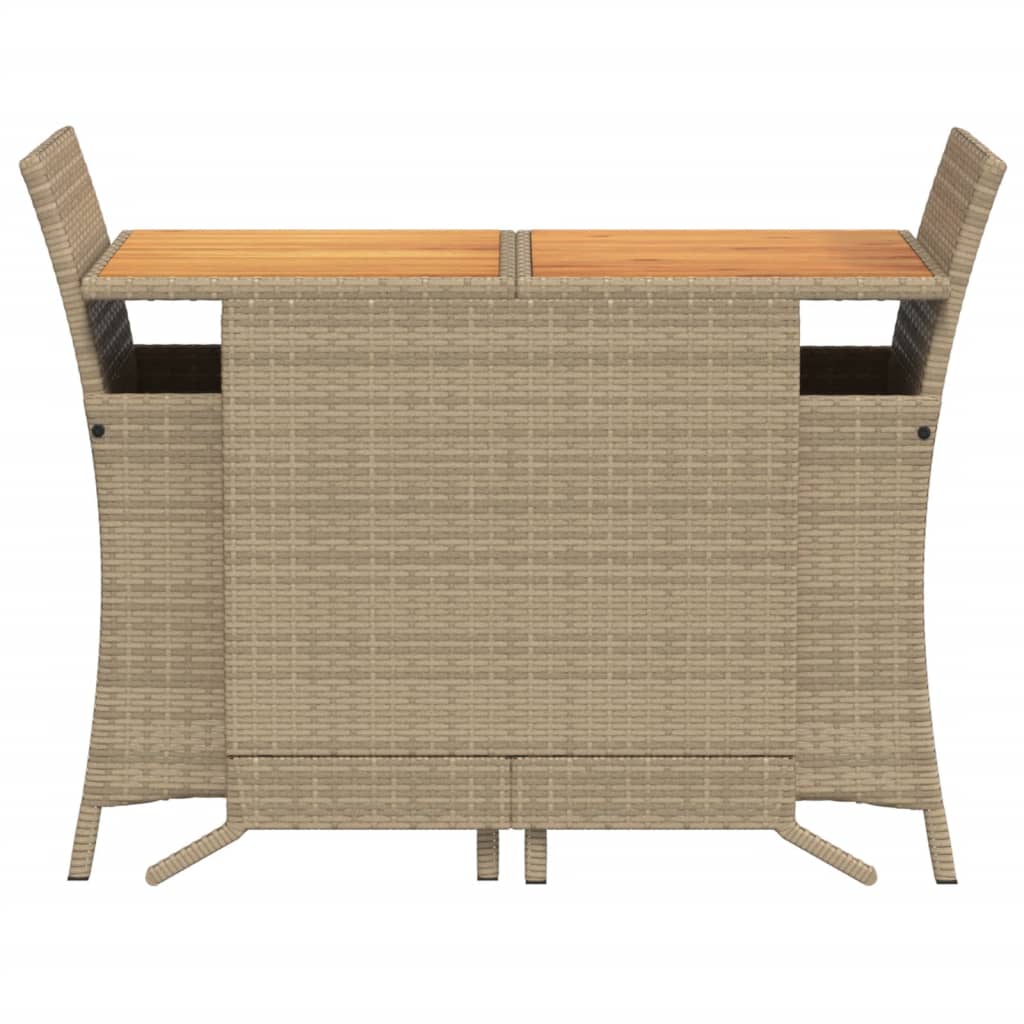 bistrosæt til haven 3 dele med hynder polyrattan beige