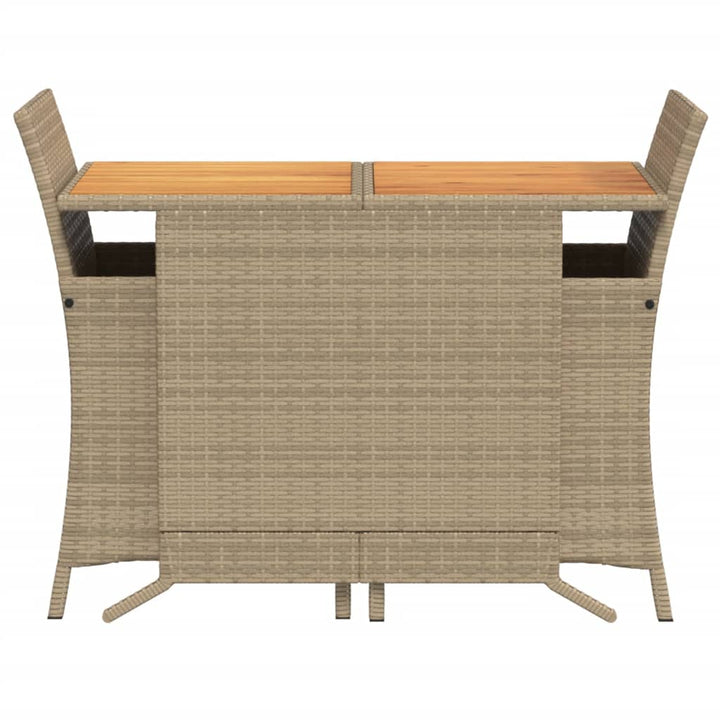 bistrosæt til haven 3 dele med hynder polyrattan beige