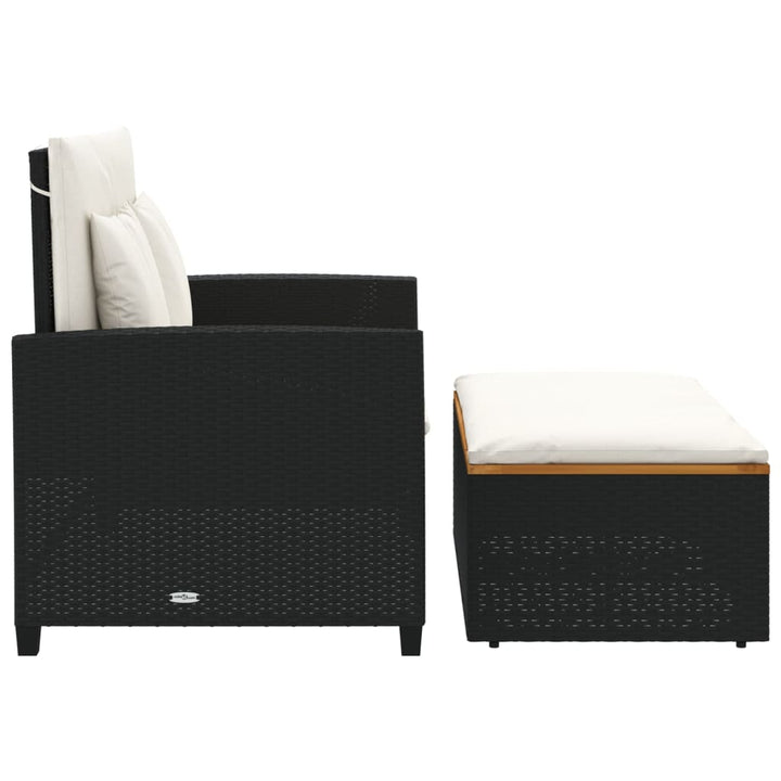2-personers havesofa med hynder polyrattan og akacietræ sort