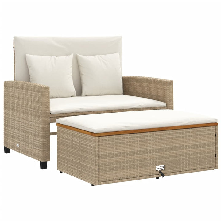 2-personers havesofa med hynder polyrattan og akacietræ beige