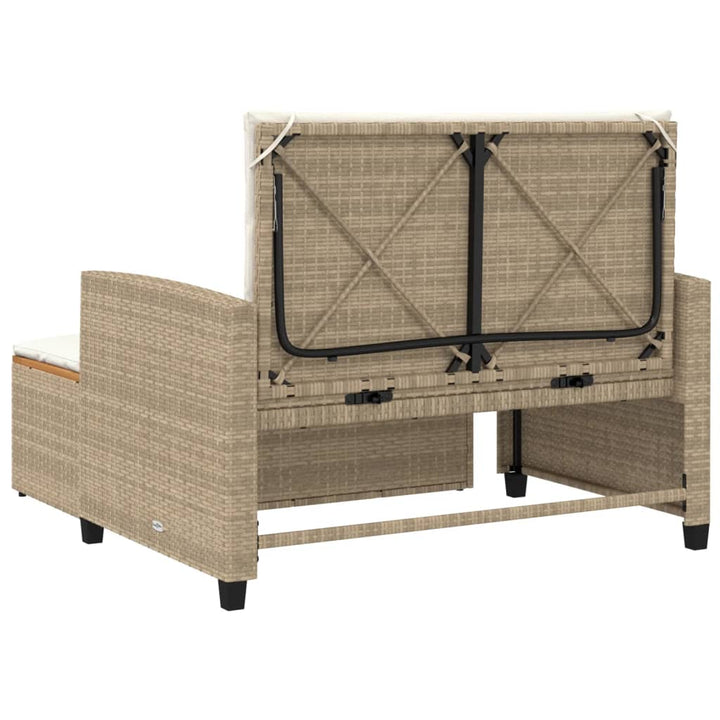 2-personers havesofa med hynder polyrattan og akacietræ beige