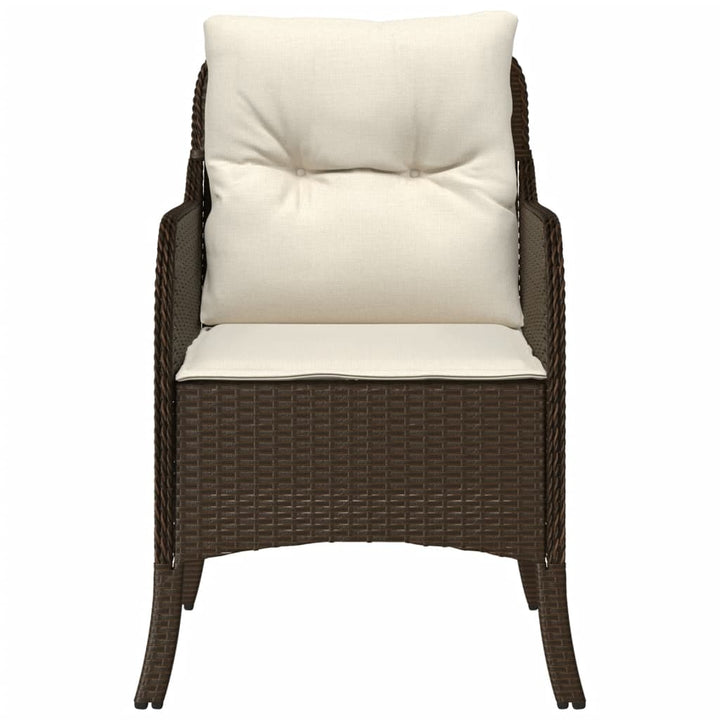 havestole med hynder 2 stk. polyrattan brun