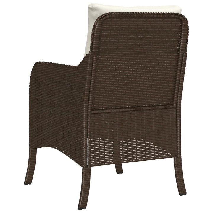 havestole med hynder 2 stk. polyrattan brun