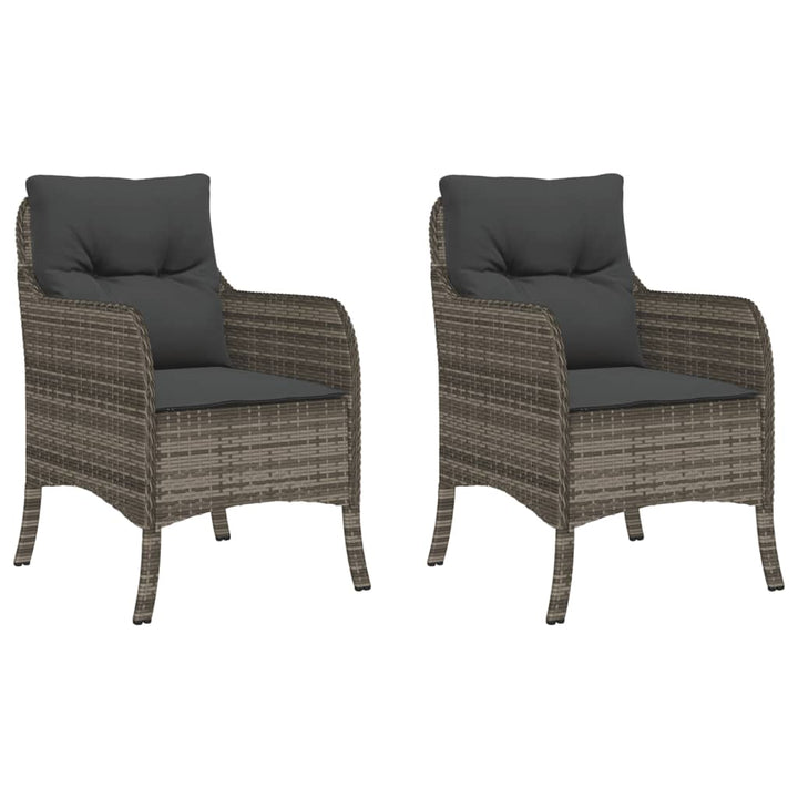 havestole med hynder 2 stk. polyrattan grå