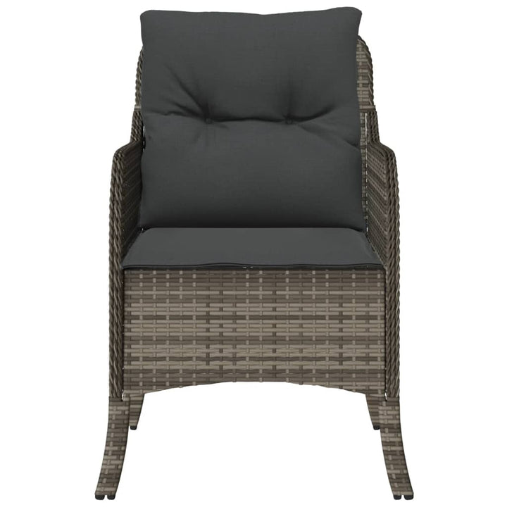 havestole med hynder 2 stk. polyrattan grå