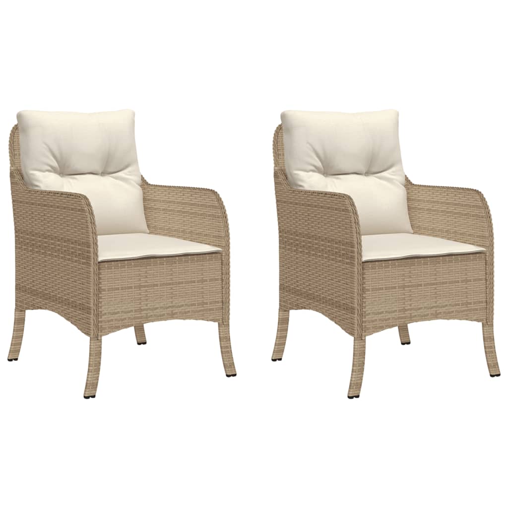 havestole med hynder 2 stk. polyrattan beige