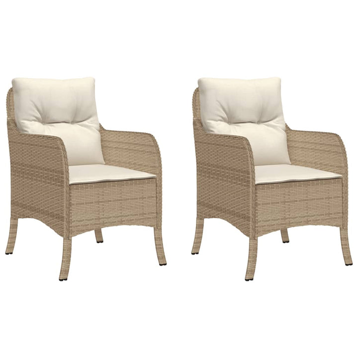 havestole med hynder 2 stk. polyrattan beige