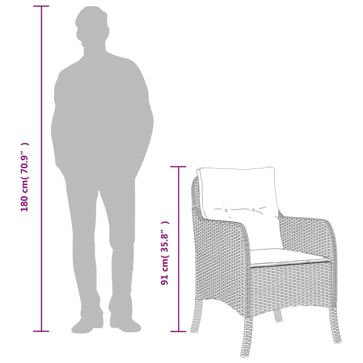 havestole med hynder 2 stk. polyrattan beige