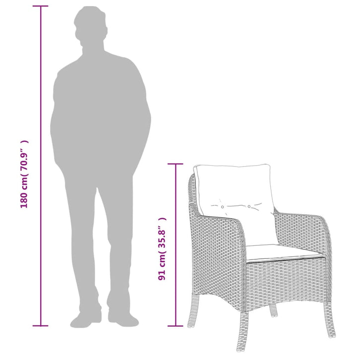 havestole 2 stk. med hynder polyrattan lysegrå