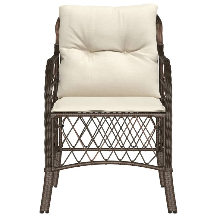 havestole med hynder 2 stk. polyrattan brun
