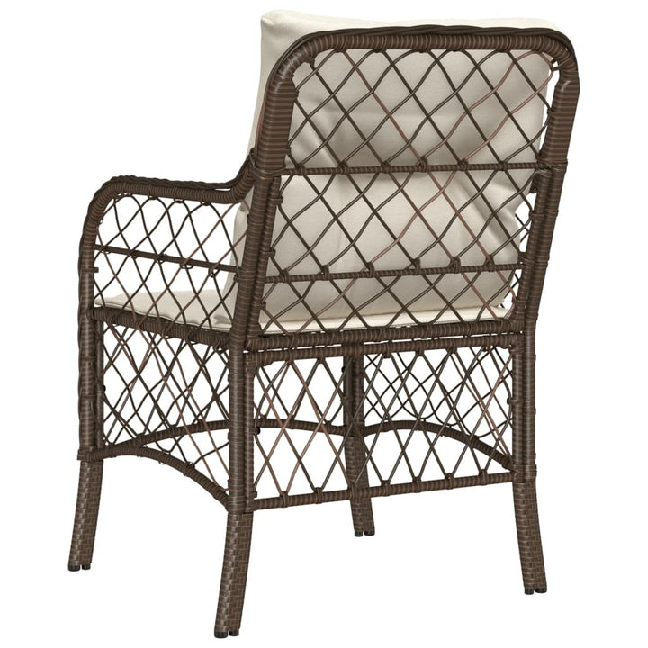 havestole med hynder 2 stk. polyrattan brun