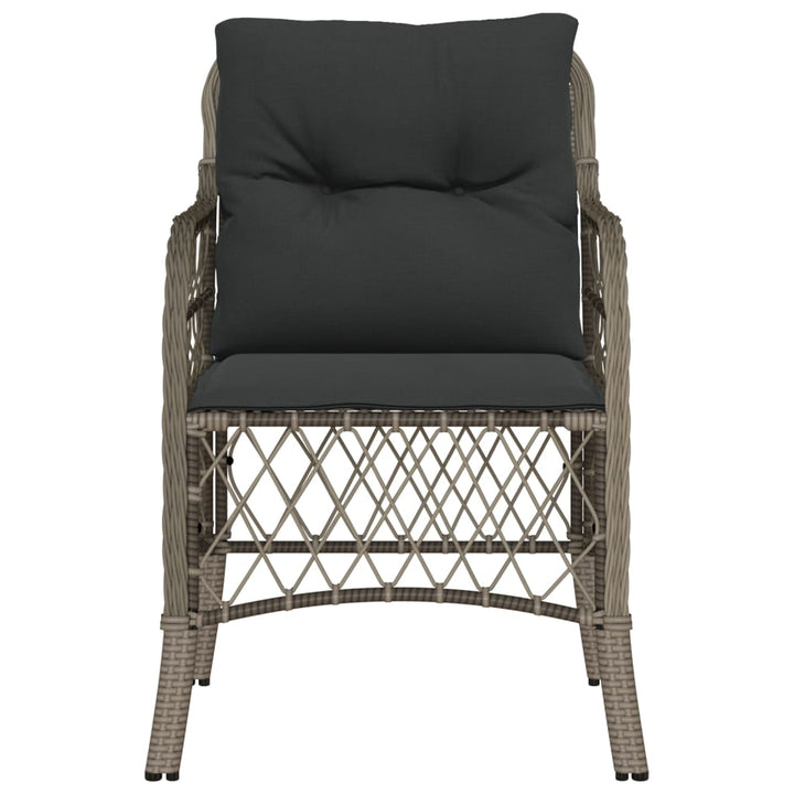 havestole med hynder 2 stk. polyrattan grå