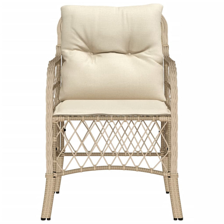 havestole med hynder 2 stk. polyrattan beige
