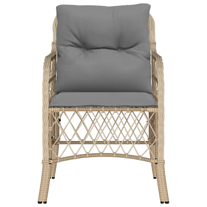 havestole med hynder 2 stk. polyrattan blandet beige