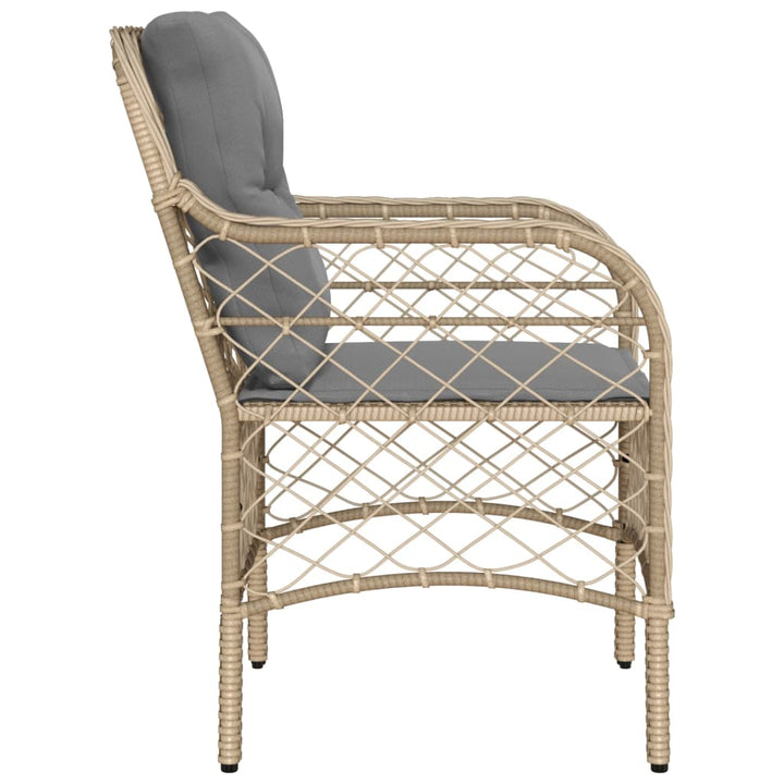 havestole med hynder 2 stk. polyrattan blandet beige