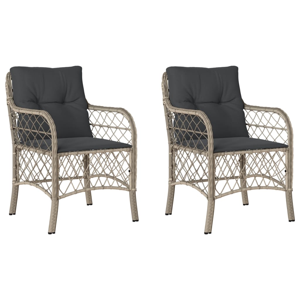 havestole 2 stk. med hynder polyrattan lysegrå