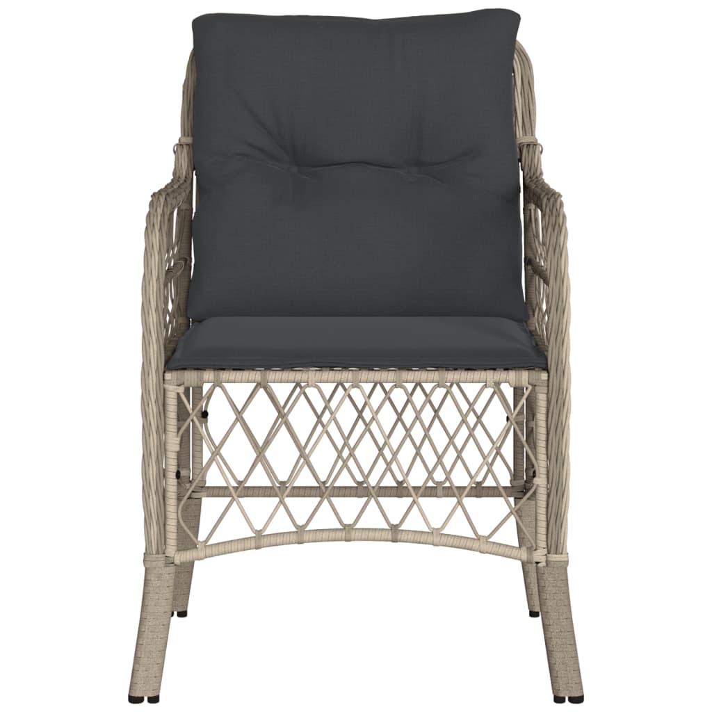 havestole 2 stk. med hynder polyrattan lysegrå