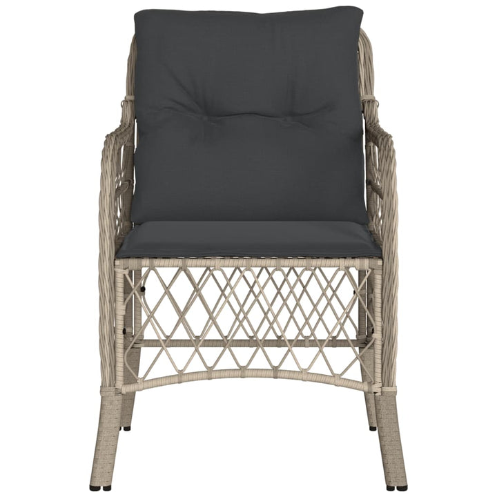 havestole 2 stk. med hynder polyrattan lysegrå