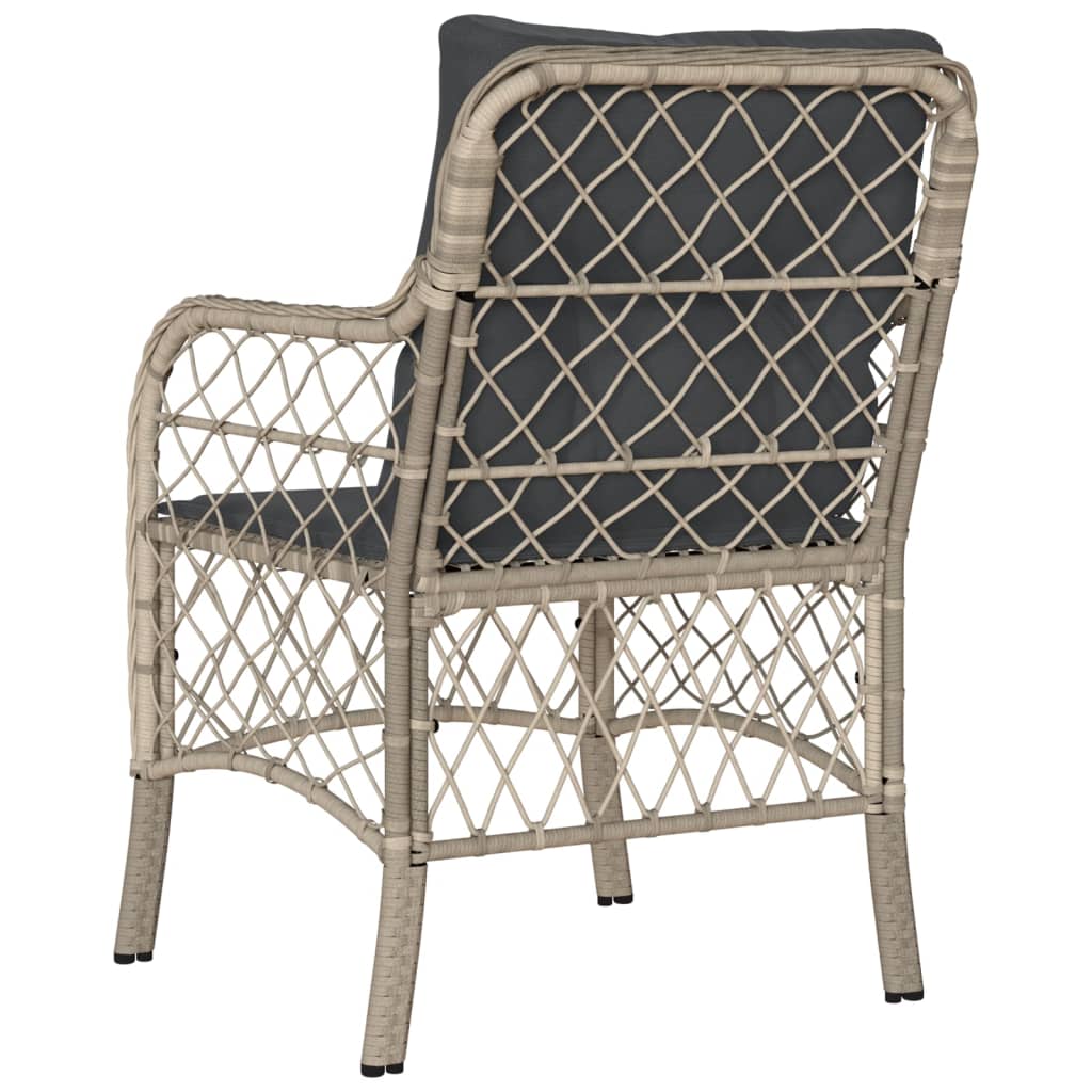 havestole 2 stk. med hynder polyrattan lysegrå